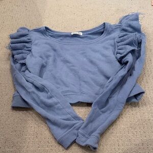 LoveShackFancy Blue Ruffled Sweatshirt